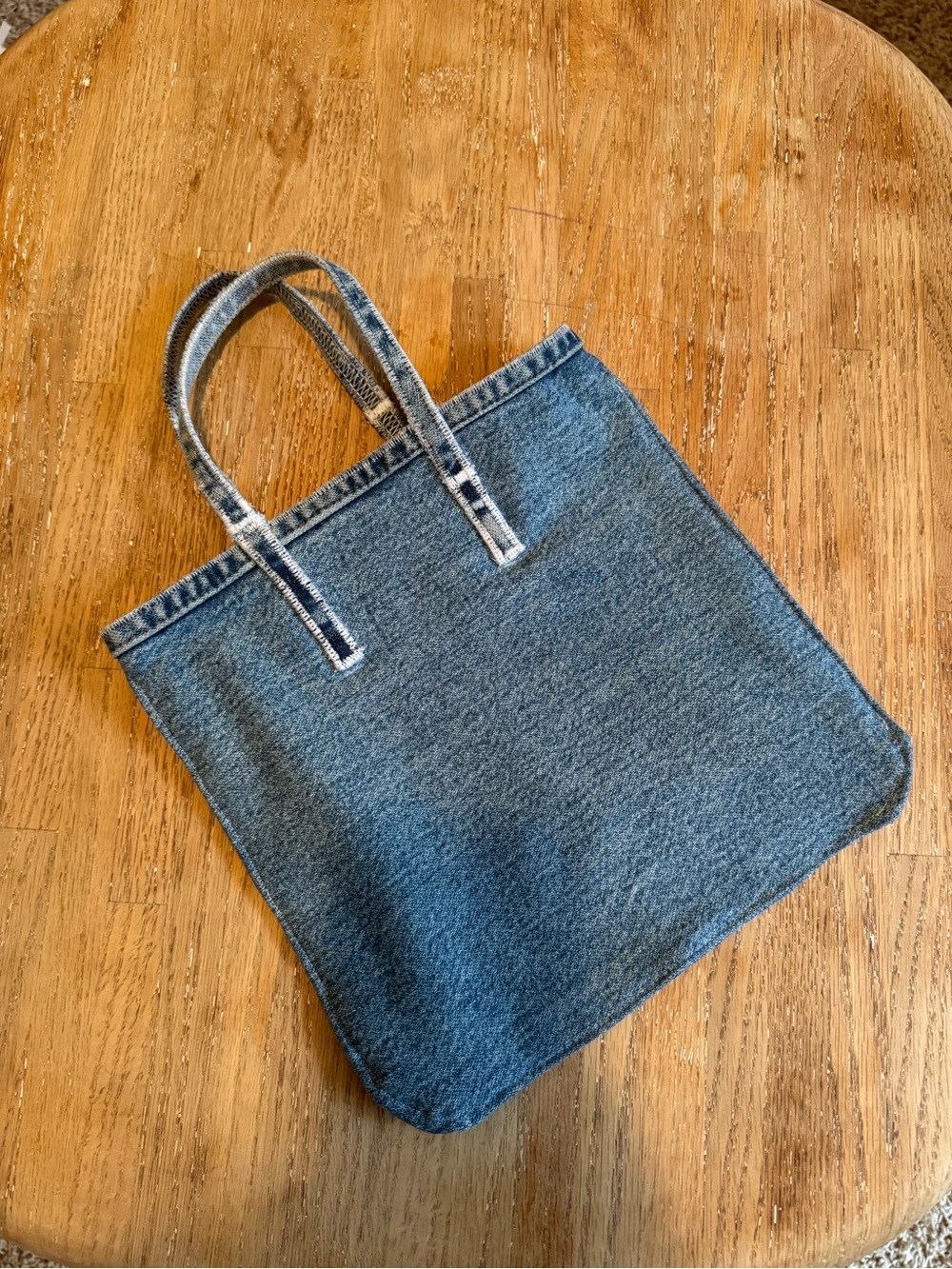Small Denim Slim Tote Bag -10x10 inches - Hand-sewn by me - Picture 8 of 12